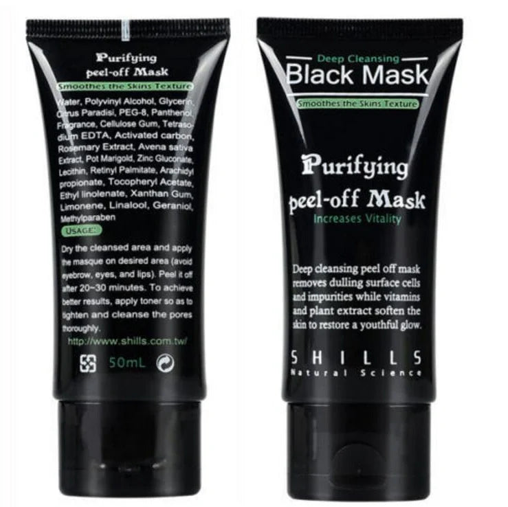Deep cleansing black mask applied to nose for blackhead removal from pores