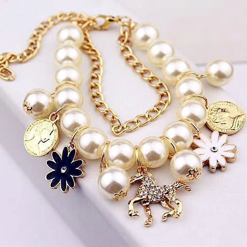 Pearl Flower Bracelet with adjustable clasp and floral motif