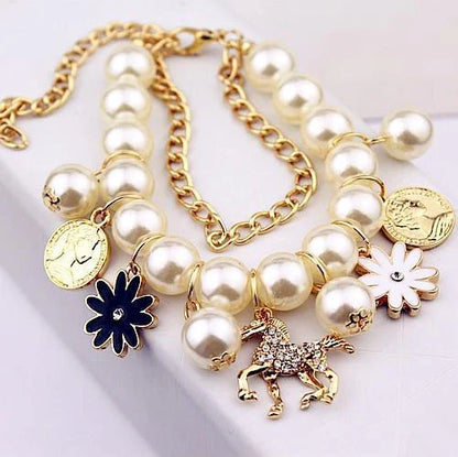 Pearl Flower Bracelet with adjustable clasp and floral motif
