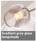 Nordic branch ceiling lamp with iron frame and glass shades in Black Transparent finish