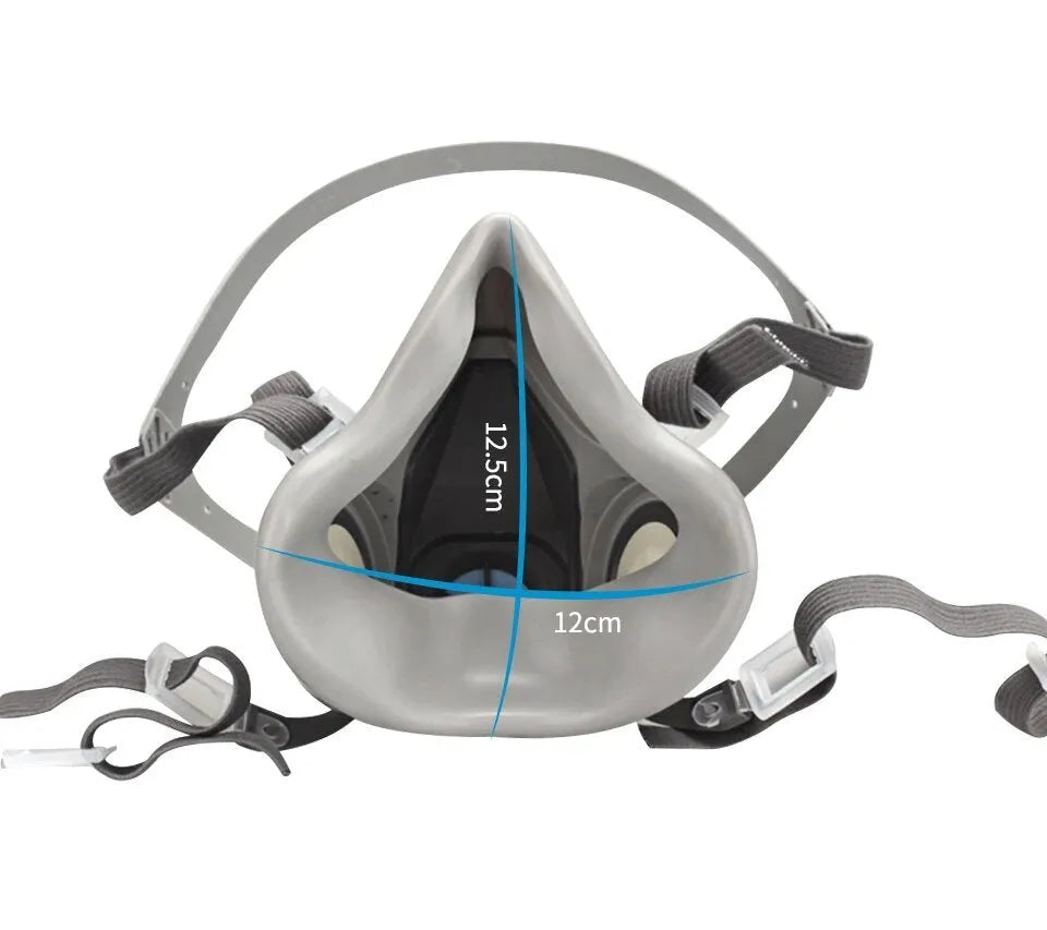 Original 6200 half face reusable respirator with anti-fog glasses and filtrating boxes on a white background