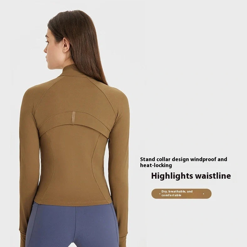 Slim-fit long sleeve yoga cardigan with spandex lining in five colours