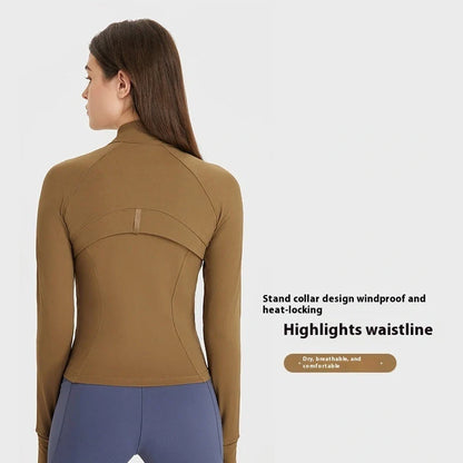 Slim-fit long sleeve yoga cardigan with spandex lining in five colours