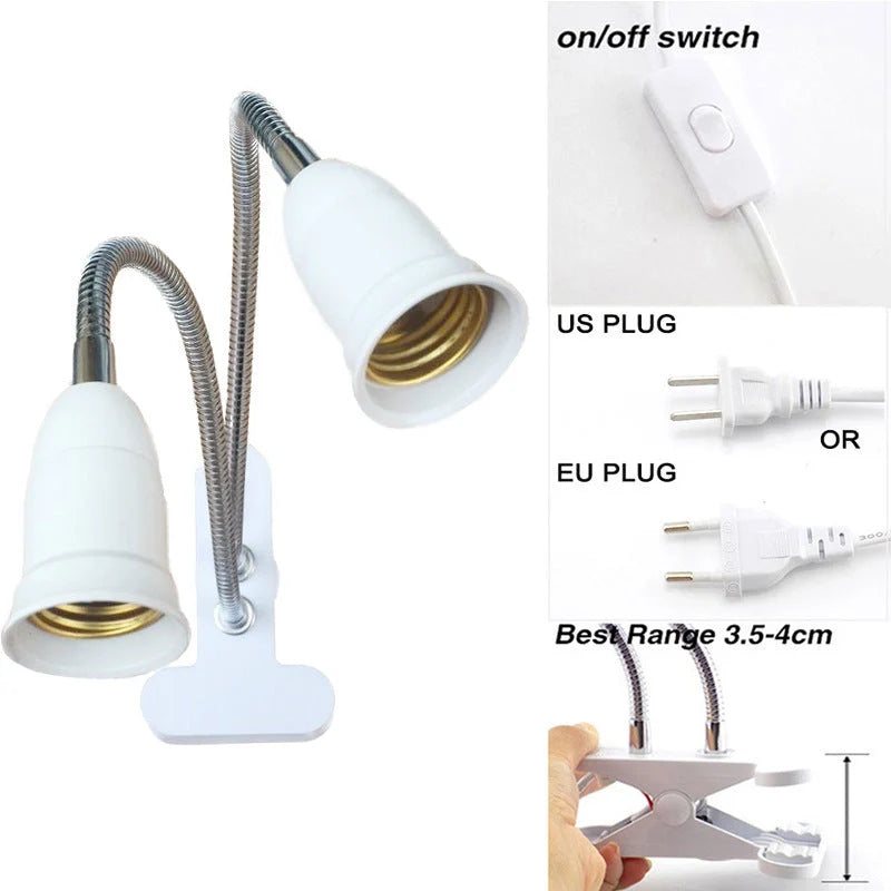 Adjustable LED grow light with gooseneck and clip for indoor plants