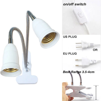 Adjustable LED grow light with gooseneck and clip for indoor plants