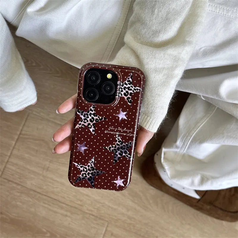 Double-layer half-pack TPU phone case with XINGX leopard print for iPhone