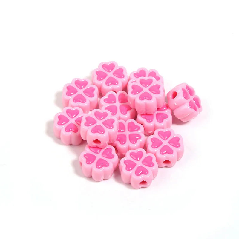 15mm frosted acrylic love clover beads in mixed colours for jewellery making