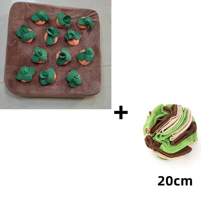 Durable carrot plush toy for dogs with non-slip snuffle mat design