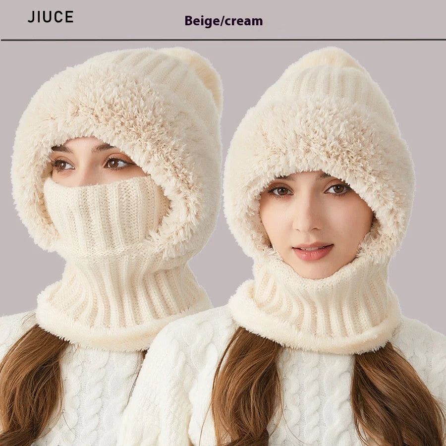 High elastic acrylic knitted winter set for women in various colours