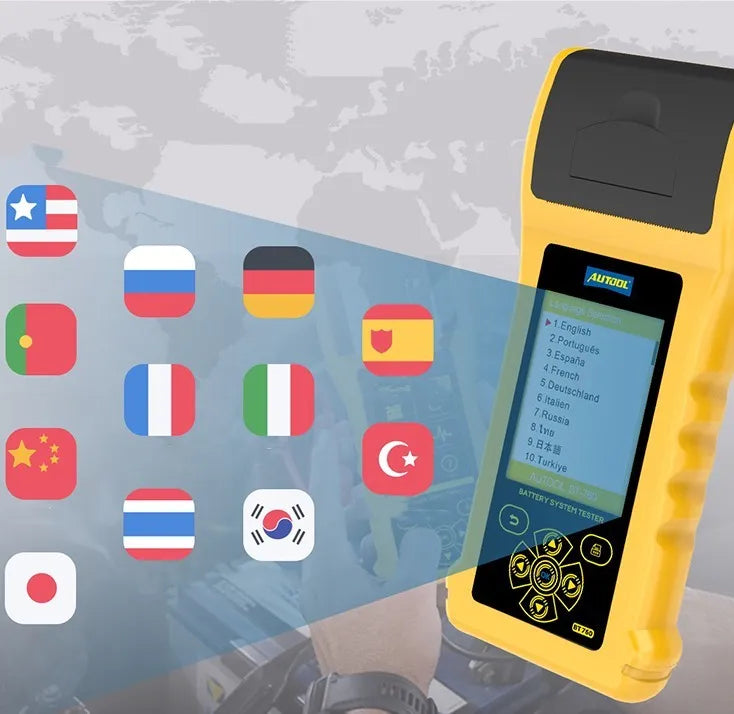 Autool BT760 vehicle battery tester with colour screen and battery connection clips