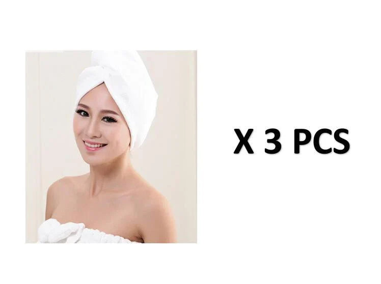 Absorbent microfiber hair turban in various vibrant colours, designed for fast and convenient drying