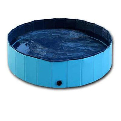 Foldable large dog swimming pool made of durable PVC and PP materials, with a non-slip bottom for safe bathing and playing