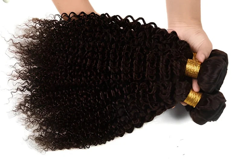 Brazilian human hair kinky curly wave curtain wig in 14-inch length, showing natural clips and volume texture