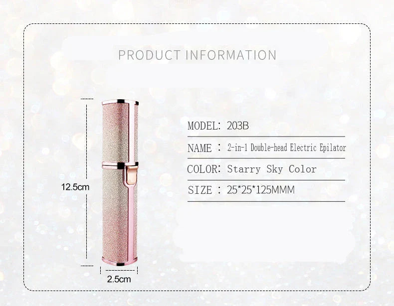 Lipstick-shaped electric eyebrow shaver with gold plated head