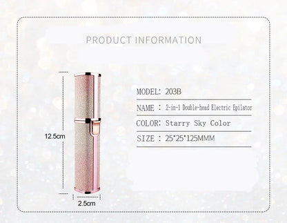 Lipstick-shaped electric eyebrow shaver with gold plated head
