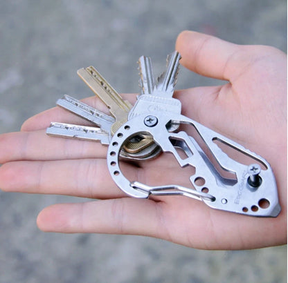 Outdoor portable multi-function key clip with optional bottle opener, durable metal construction