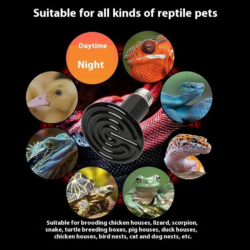 Black ceramic heating night light for climbing pets with temperature control