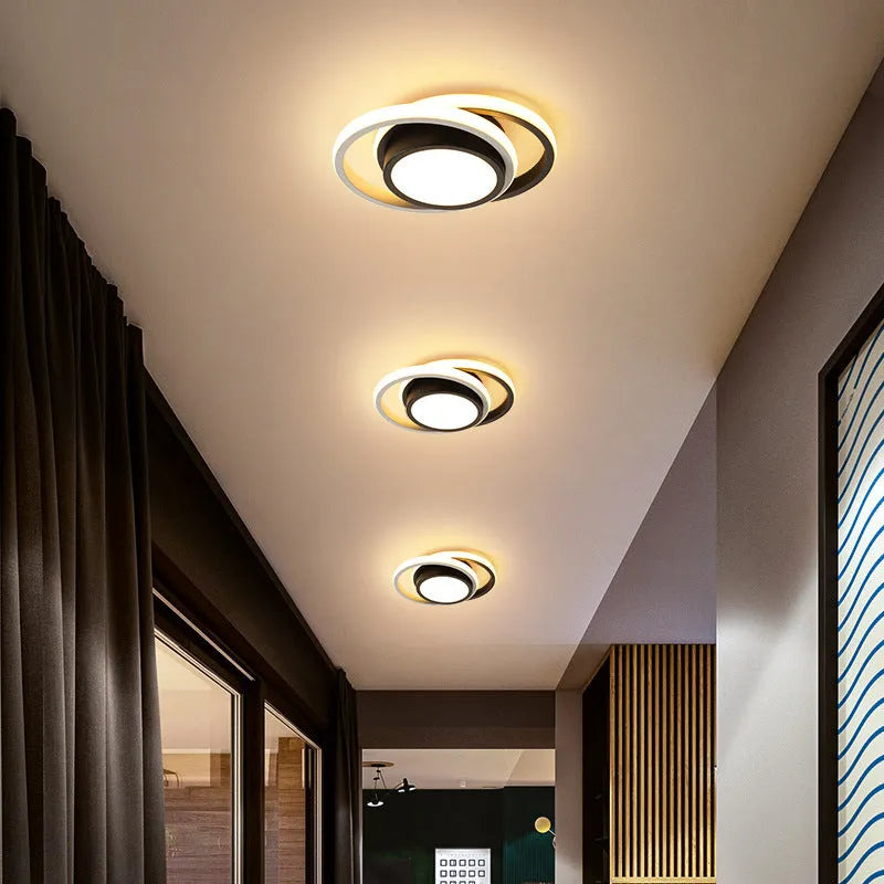 Modern Nordic geometric aluminium LED ceiling light in round and square shapes