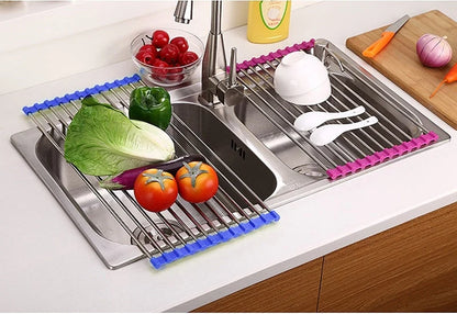 Stainless steel folding kitchen sink rack in various colours and sizes