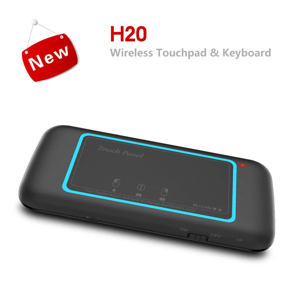 H20 Touch mini wireless keyboard with backlit silicone keys and touchpad in black