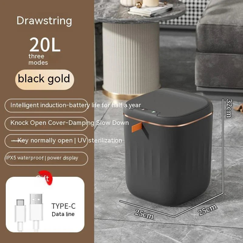 Hands-Free Automatic Trash Can with Odor Control and UV Sterilization for Kitchen, Bathroom, and Office Use