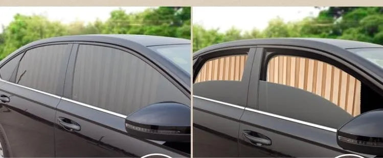 Magnetic car curtain sun shade in black for vehicle privacy and UV protection