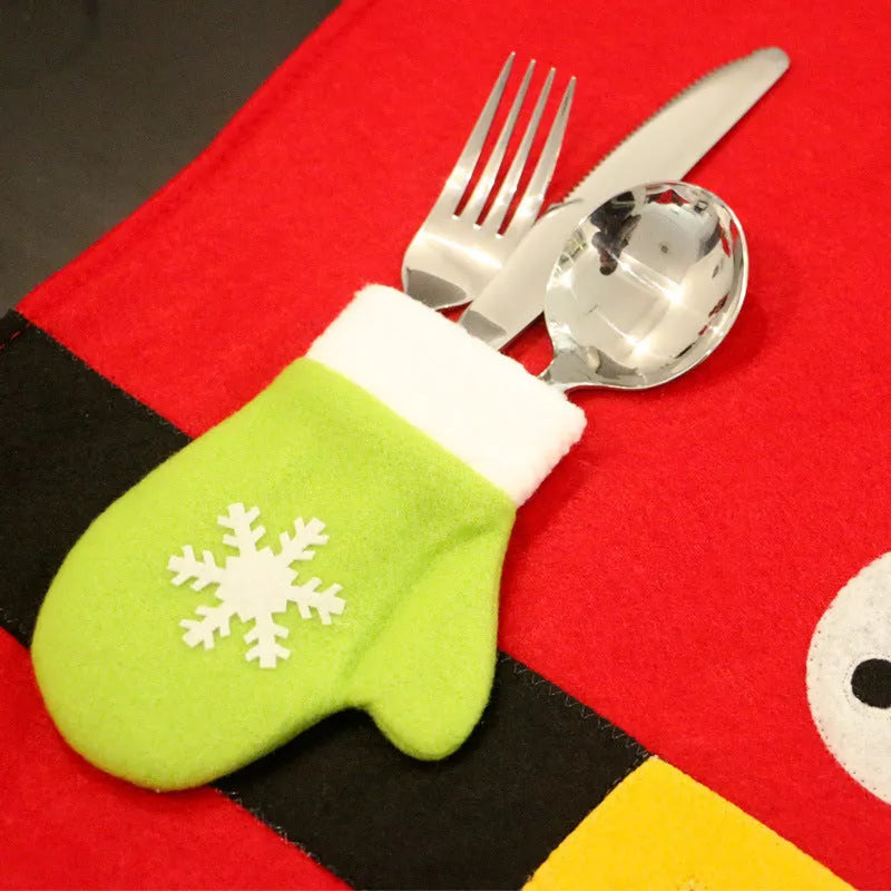 Red Christmas table mat knife and fork bag sewing craft 45cm by 33cm for holiday dining