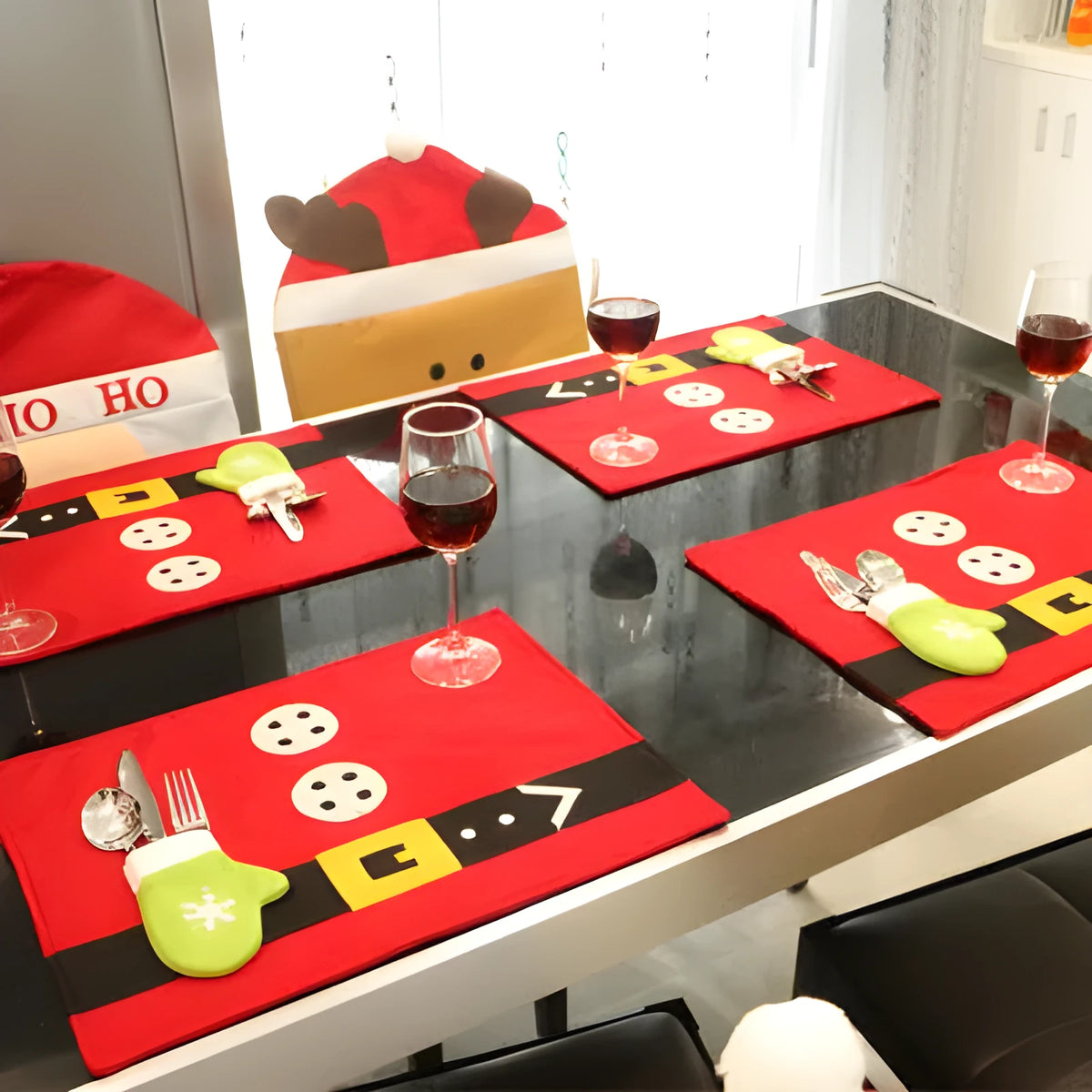 Red Christmas table mat knife and fork bag sewing craft 45cm by 33cm for holiday dining