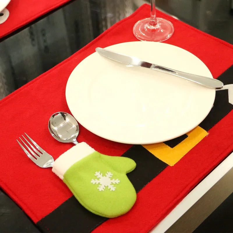 Red Christmas table mat knife and fork bag sewing craft 45cm by 33cm for holiday dining