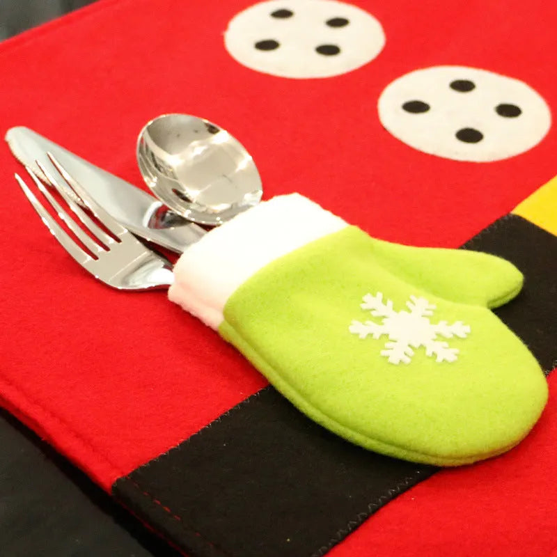 Red Christmas table mat knife and fork bag sewing craft 45cm by 33cm for holiday dining