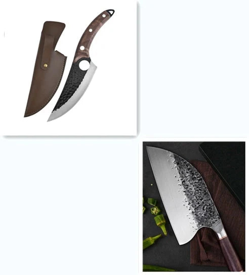 Hand-forged boning knife with walnut handle for precise meat cutting