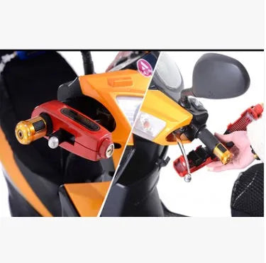 Caps motorcycle and scooter security lock in ABS+PC material, available in multiple colours, shown on a bike disc brake