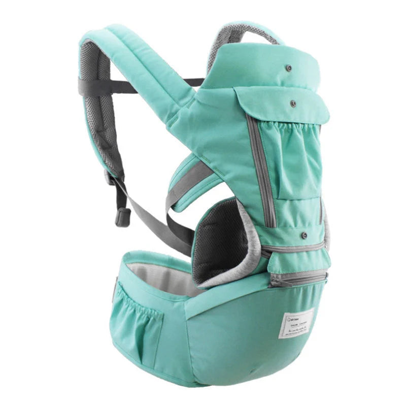 Multi-functional baby waist stool in various colours, designed for infants aged 3-36 months with a 20kg load capacity.