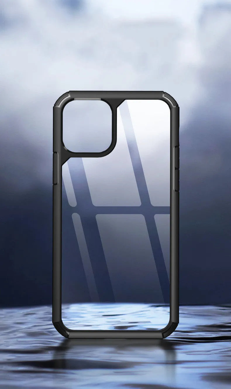 Transparent anti-fall protective phone sleeve in black for iPhone 11 Pro Max.