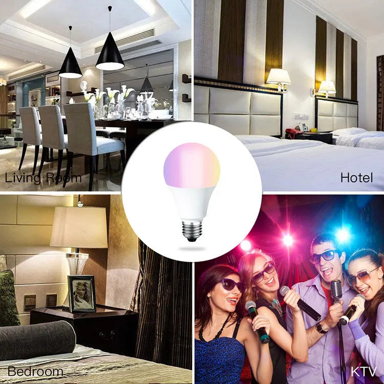 Smart Wi-Fi LED bulb with E27 base for voice control and app remote lighting