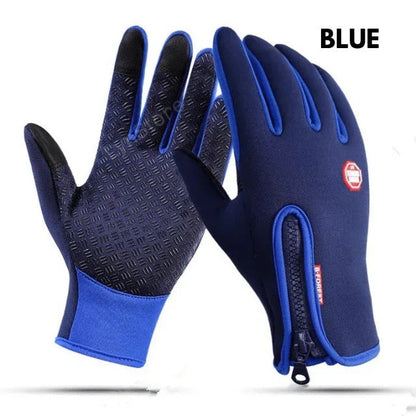 Premium touchscreen motorcycle gloves with polar fleece lining and textured grip for warmth and control