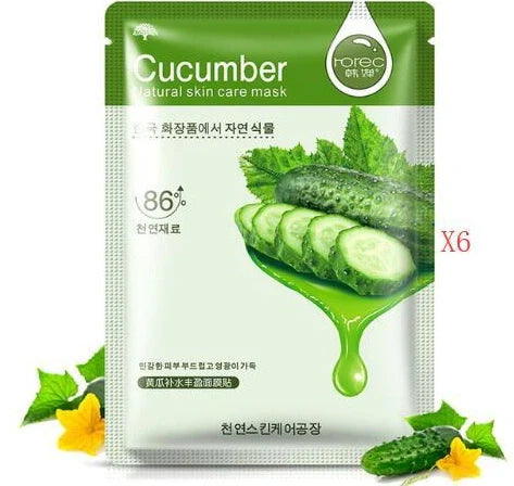 Aloe vera sheet mask on face showing 30g serum content and pre-cut eye and mouth openings