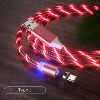 Magnetic charging cable with LED indicator, available in blue, red, green, and colorful options.