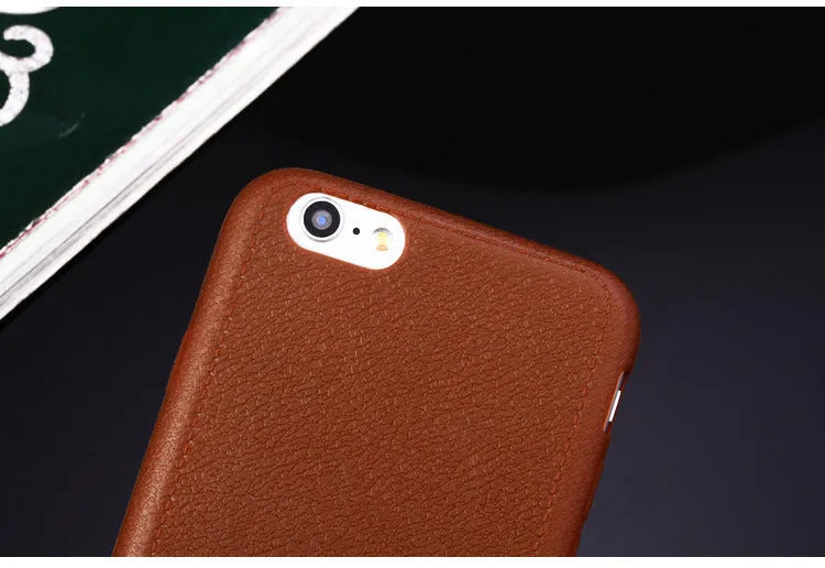 Leather iPhone case with card slot in black, brown, navy blue and wine red colours