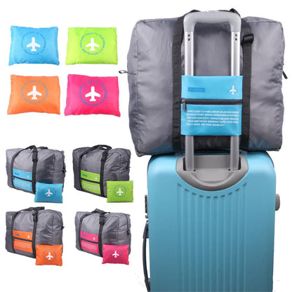Large capacity waterproof nylon foldable travel duffel bag in multiple colors