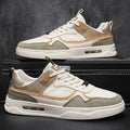 Unisex casual microfiber board shoes with flat heel and lace up, in beige and white