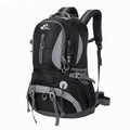 Outdoor waterproof nylon mountaineering bag 36-55L in black for hiking and camping