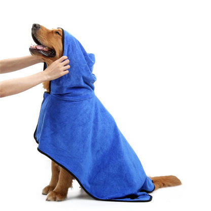 Super absorbent fine fiber bath towel for quick drying pets, available in grey, brown, and blue