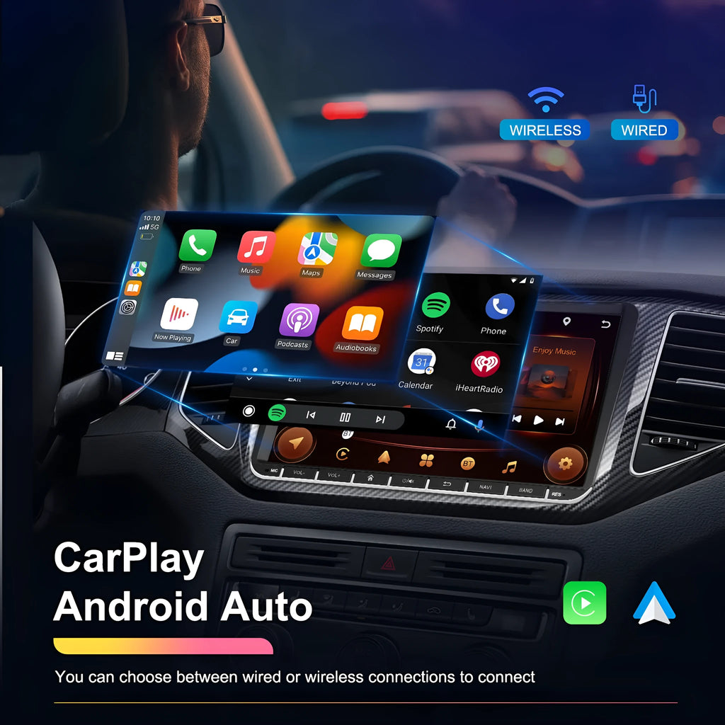7-inch Android car stereo for Volkswagen with wireless CarPlay and touchscreen display