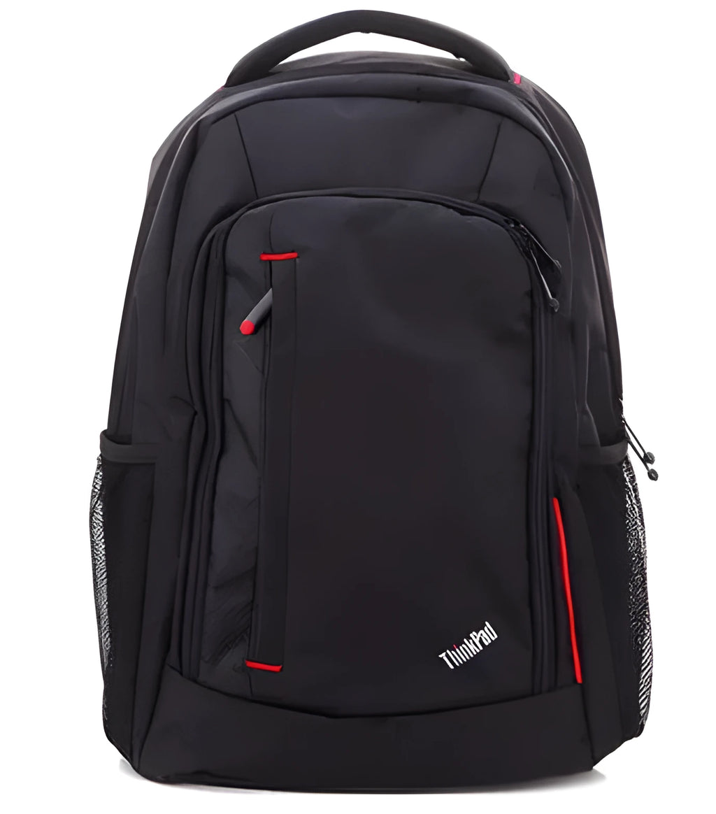 Black nylon computer bag briefcase backpack on a flat surface, 355.6 x 457.2 x 152.8 mm size