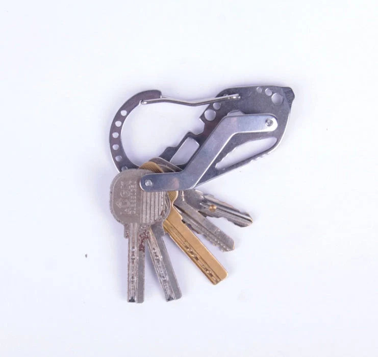 Outdoor portable multi-function key clip with optional bottle opener, durable metal construction