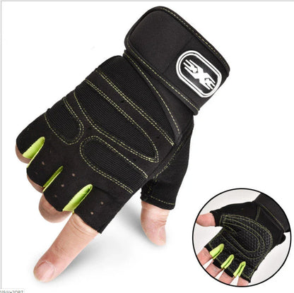 Breathable half finger cycling gloves with adjustable wrist support and anti-slip grip