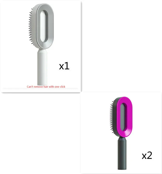 3D Air Cushion Hair Brush in elegant white, showcasing wide comb teeth and ergonomic handle