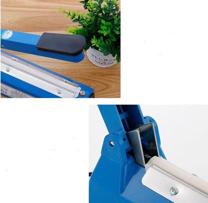 Manual heat sealing machine in blue for sealing plastic and foil bags