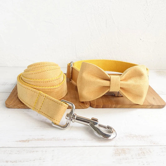 Nala pet dog collar traction rope in vibrant yellow, made from durable polyester